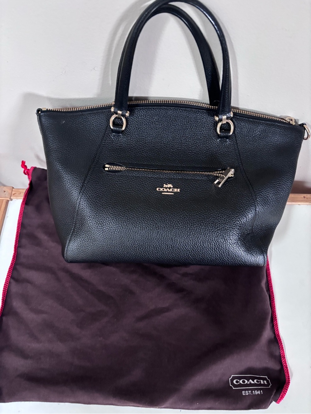 COACH Black Pebbled Leather Tote Bag